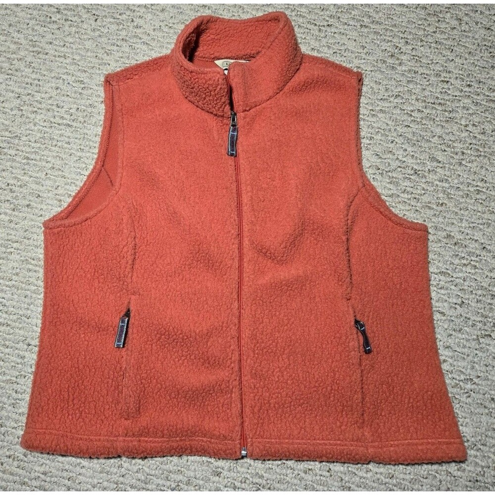 L.L. Bean Sherpa Fleece Polartec Zip Up Vest Salmon Coral Women's XL Regular